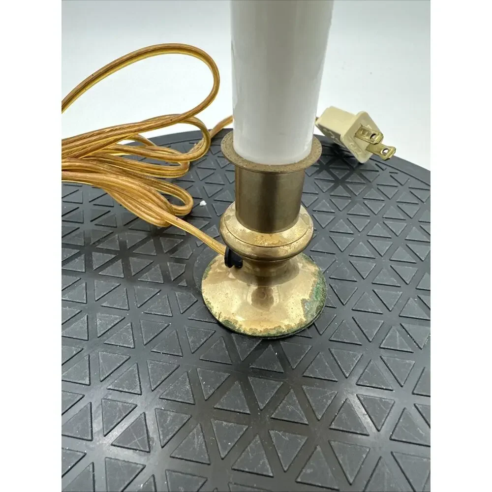 Vintage Brass Candle Electric Light With Shade Lamp